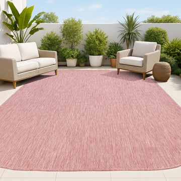 Miles Modern Minimalist Radius Corner Solid Indoor/Outdoor Area Rug